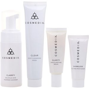 CosMedix by CosMedix for WOMEN - Clarifying & Cleansing 4-Piece Essentials Kit: Clarify 60ml + Clarity 15ml + Clear 30ml + Shineless 15ml --4pcs