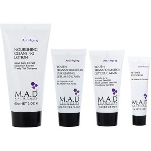 M.A.D. Skincare by M.A.D. Skincare for UNISEX - Discover Anti-Aging: Cleansing Lotion 60ml + Exfoliating Serum 14.7g + Glycolic Mask 14.7g + Retinol Eye Serum 7.3g --4pcs