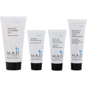 M.A.D. Skincare by M.A.D. Skincare for UNISEX - Discover Breakout Control: Repelling Oil 15g + Zinc & Sulfur Mask 15g + Cleansing Gel 60g + Daily Moisturizer 30g --4pcs