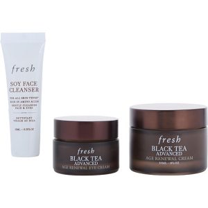 Fresh by Fresh for WOMEN - Firming Face & Eye Ritual Skincare Set: Soy pH-Balanced Hydrating Face Wash 15ml + Black Tea Anti-Aging Eye Cream 15ml + Black Tea Anti-Aging Ceramide Moisturizer 30ml --3pcs